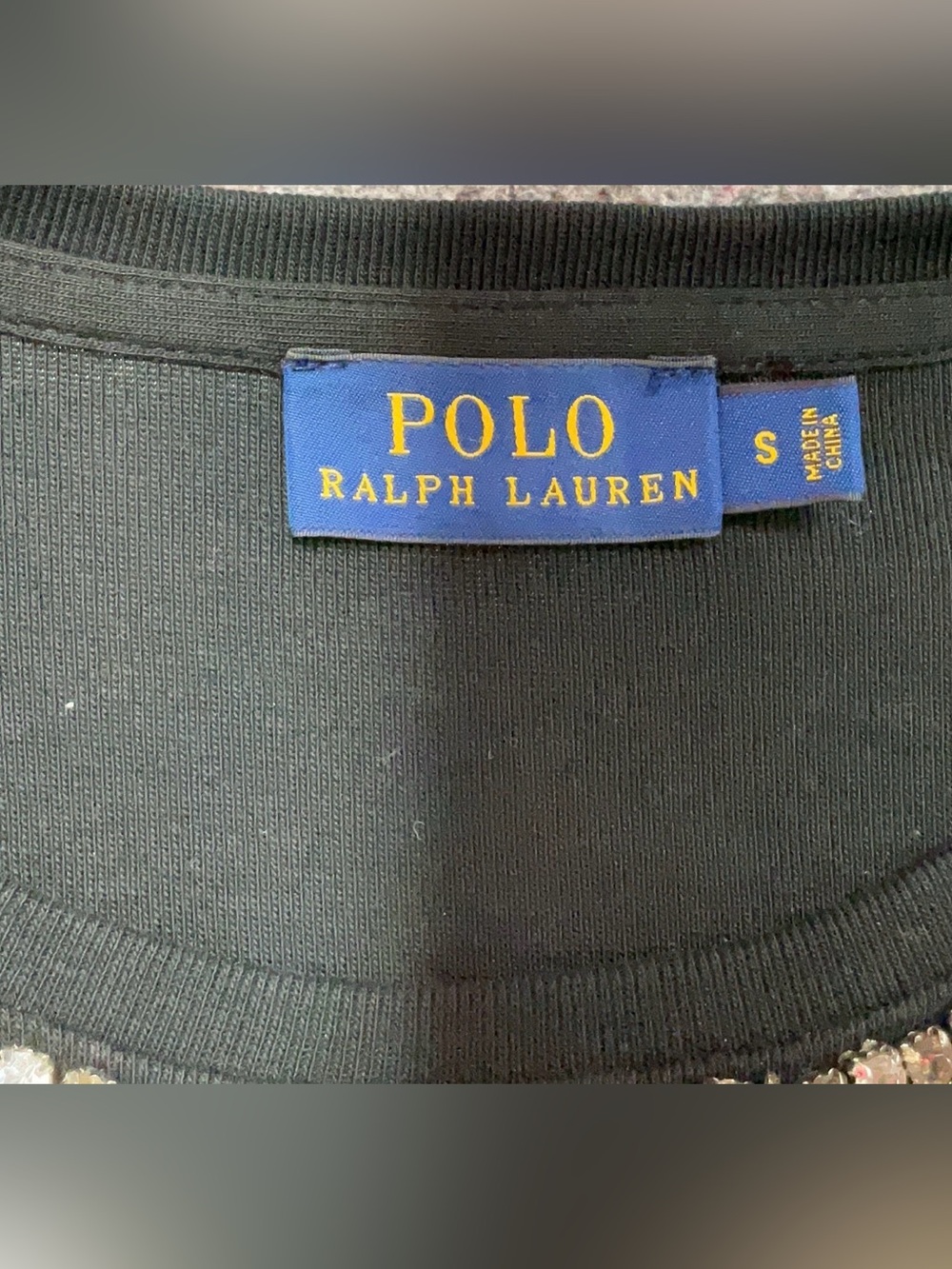 Polo Ralph Lauren Black T Shirt Beaded Rhinestone Embellished Formal Blouse Top - Picture 4 of 4